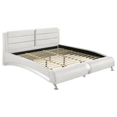 Orleans Furniture - Coaster - Jeremaine Upholstered Eastern King Sleigh Bed White - 300345KE